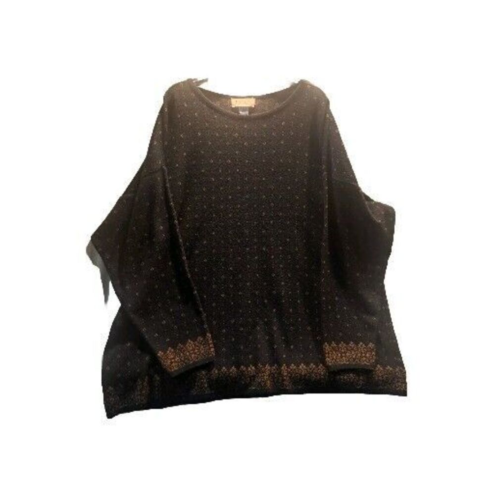 C.S.T. Studio Black & Tan Long Sleeve Sweater 4X 100% Acrylic
